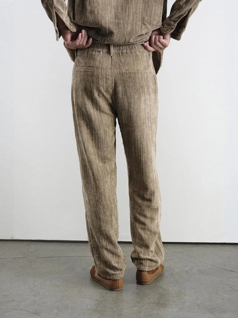 Giesto Beaver Brown GIESTO Textured Pleated Pants for Men | Best Price UAE